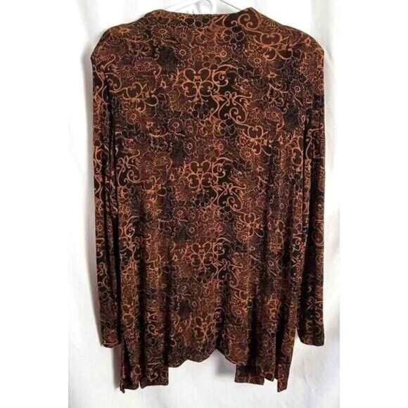 Draper's & Damon's Cardigan Blazer vtg Y2K XL Retro Open Kimono earth tones EUC - Picture 3 of 12